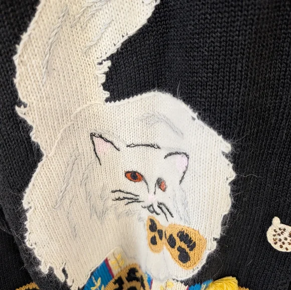 Sweater Cat Cardigan Paw Buttons Paw Print On Back Of Sleeves Size S - Picture 5 of 8